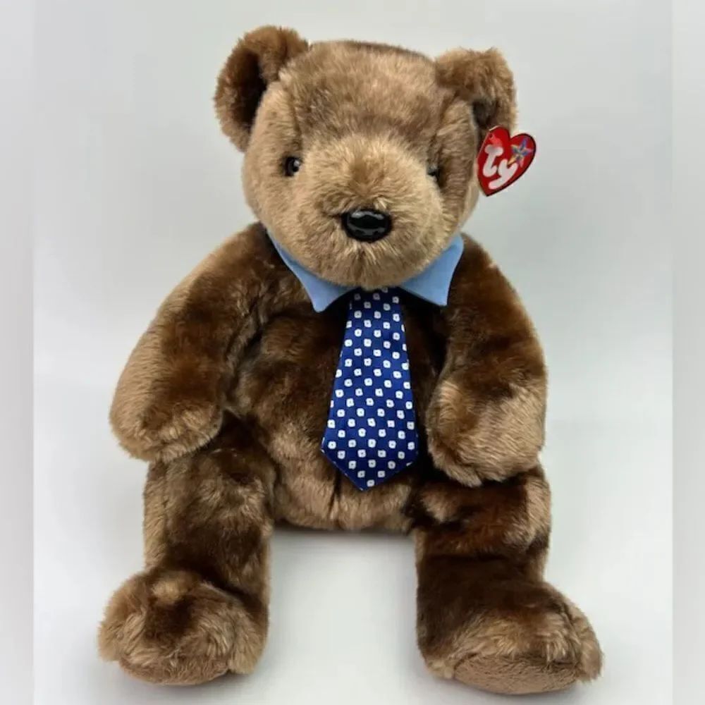 NWT Vtg 1990s Ty Beanie Buddy Hero 10” The Fathers Day Bear Stuffed Animal
